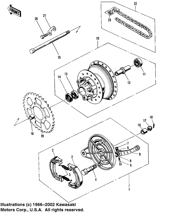 Rear hub/brake/chain