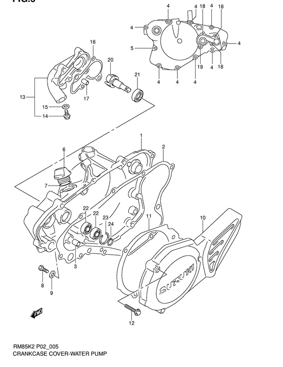 Crankcase cover - water pump
