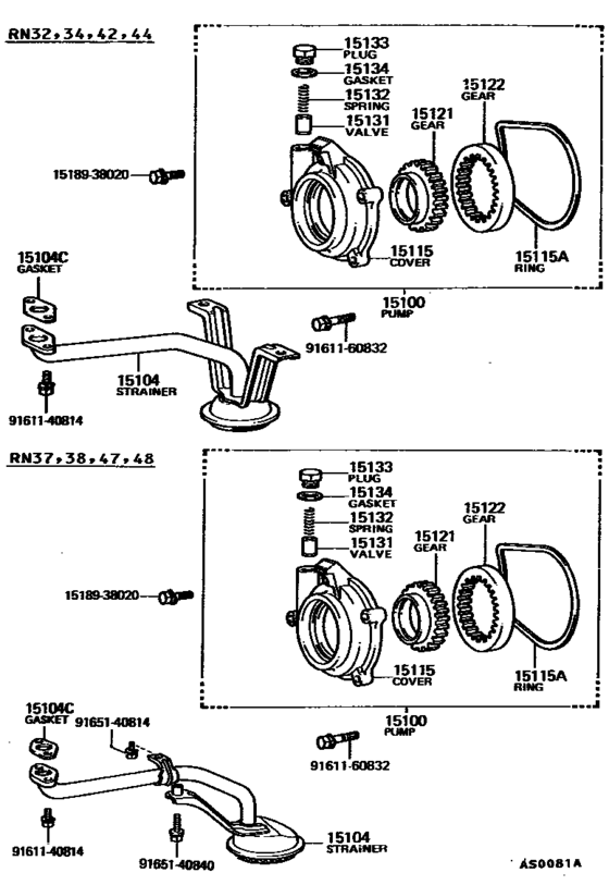 Engine Oil Pump for 1979 - 1980 Toyota PICKUP RN37 | U.S.A. sales ...