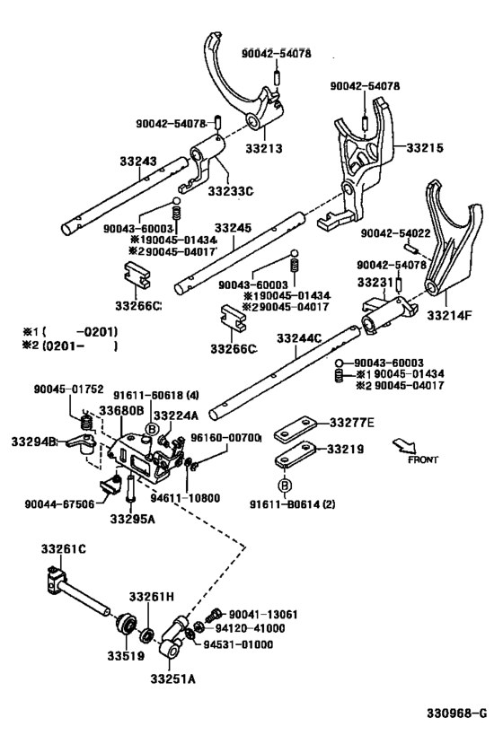 Gear Shift Fork & Lever Shaft (Mtm)