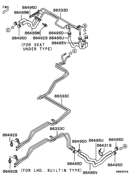 Rear heater unit & piping