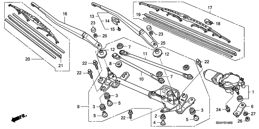 Front windshield wiper