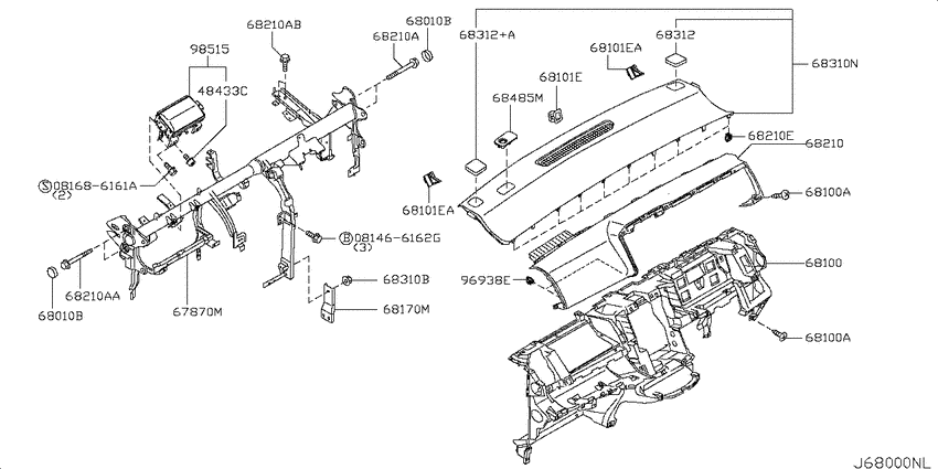 Instrument panel, pad & cluster lid