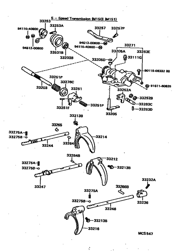 Gear Shift Fork & Lever Shaft (Mtm)
