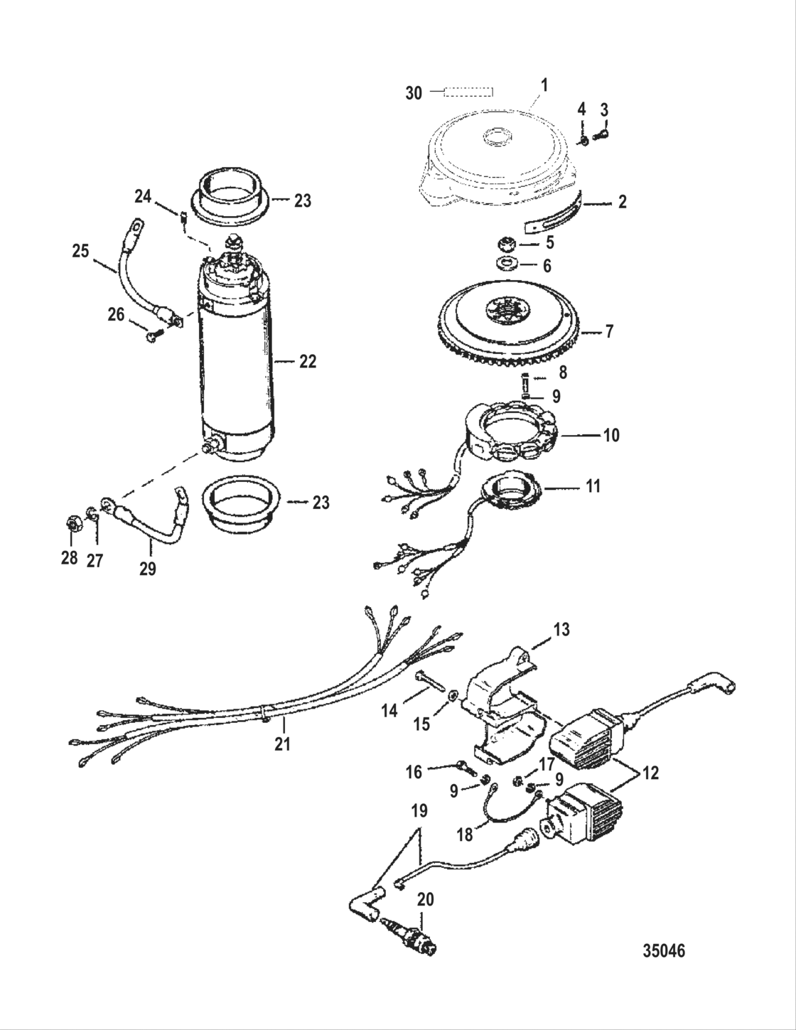 Flywheel, Starter Motor And Ignition Coils