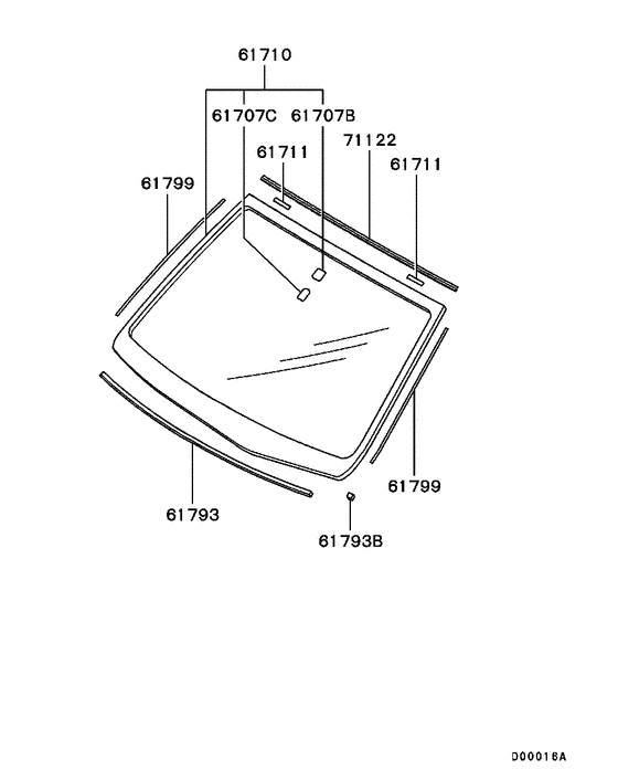 Windshield glass & moulding