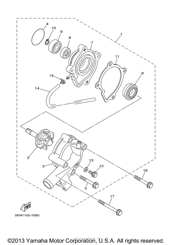 Water pump for 2008 Yamaha GRIZZLY 660 USA sales region, , 14453420