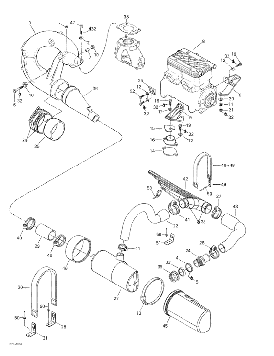 01- engine support and muffler