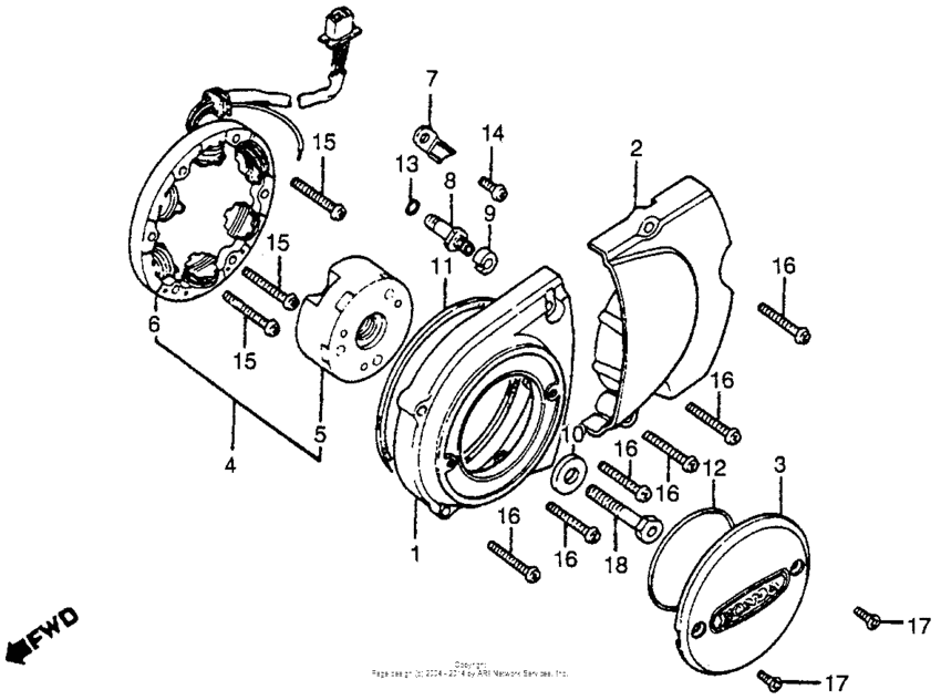 Left crankcase cover + alternator 80