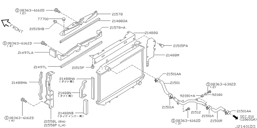 Radiator, shroud & fitting