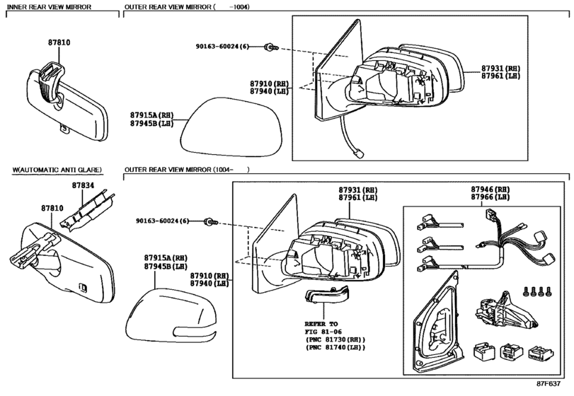 Как снять зеркало заднего вида тойота Mirror для Toyota COROLLA ZRE151, год: 2006 - 2008. OEM запчасти - Мегазип (реги