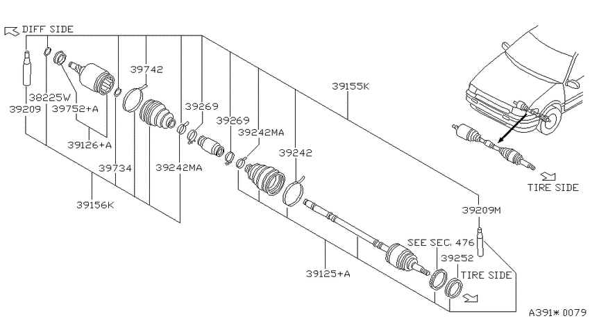 Front drive shaft (ff)