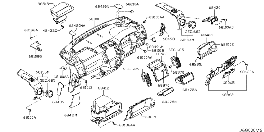 Instrument panel, pad & cluster lid