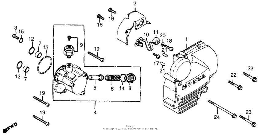 Left crankcase cover + oil pump