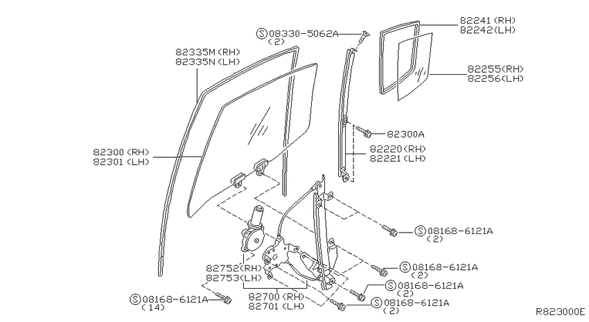 Rear door window & regulator