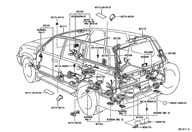 Wiring & Clamp for 1998 - 2002 Toyota LAND CRUISER UZJ100 | U.S.A