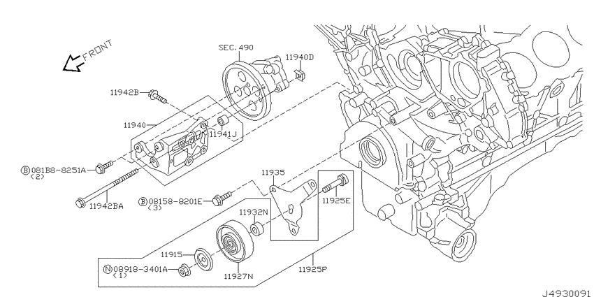 Power steering pump mounting