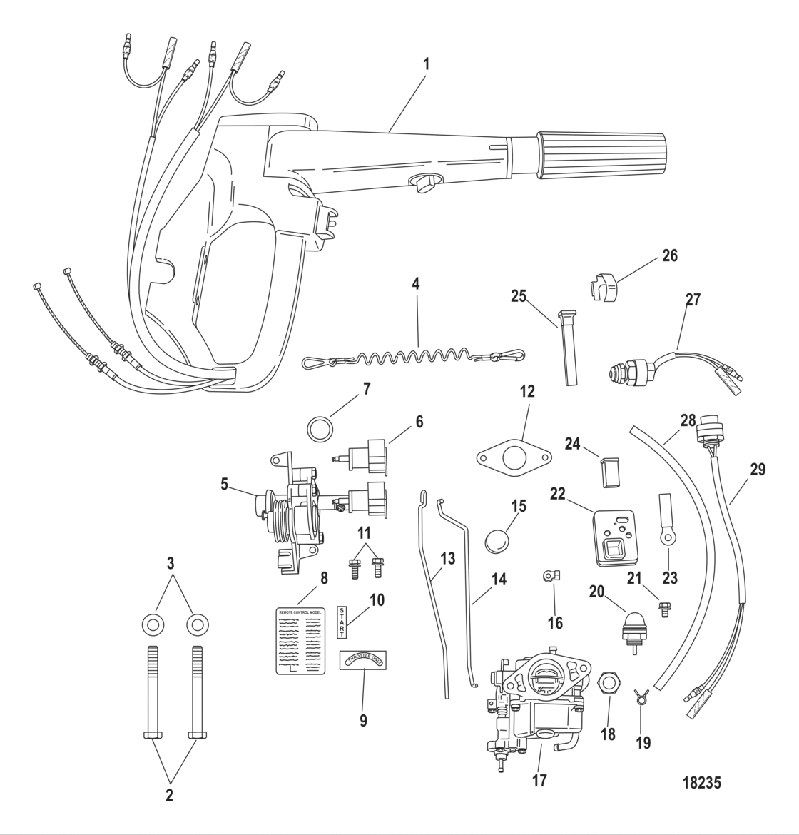 Tiller Handle Conversion Kit 9.9 Hp Electric 896289A02