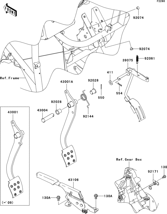 Brake pedal/throttle lever