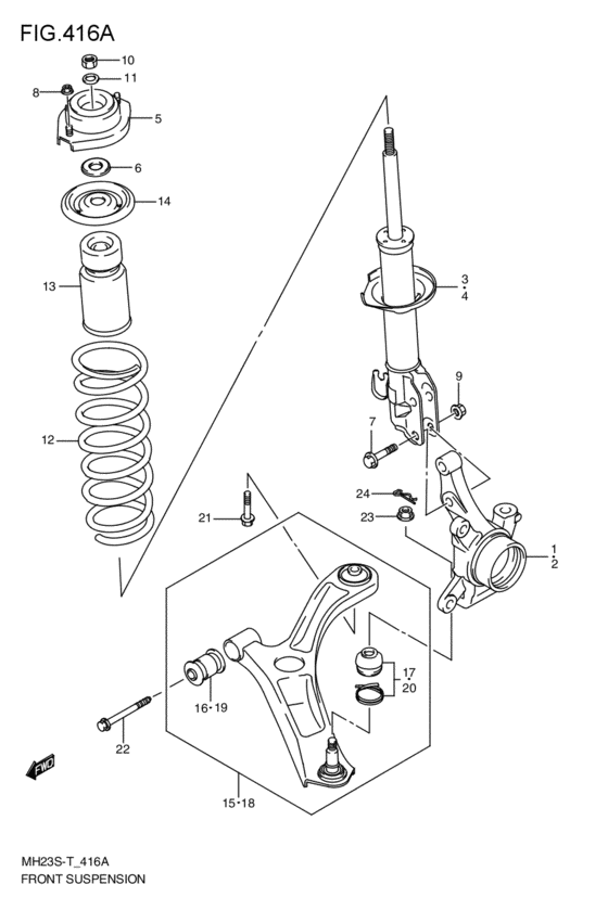 front suspension for 2008 2011 Suzuki WAGON R/PLUS/SOLIO/WIDE MH23S Japan sales region