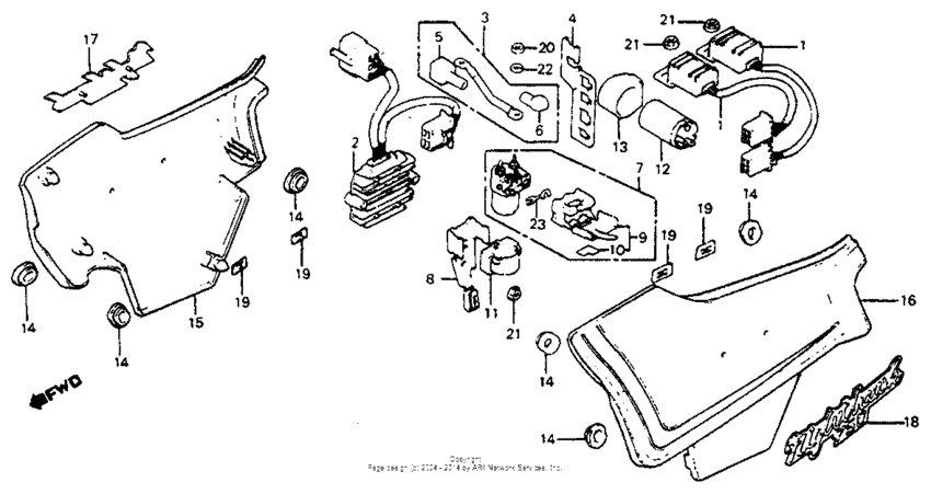 Side cover + rectifier + spark unit