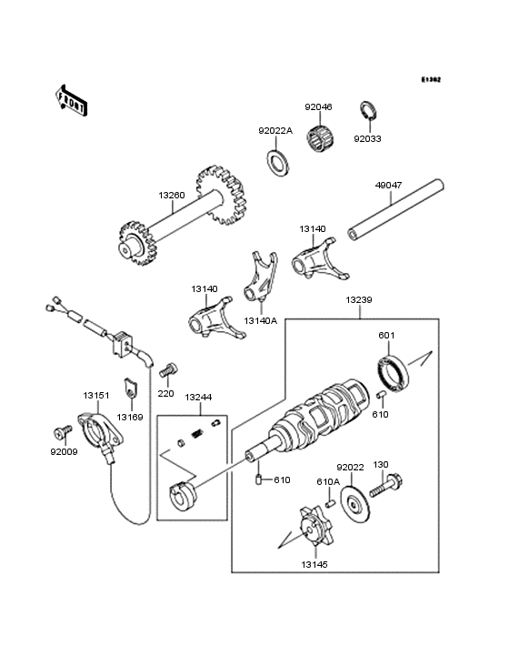 Gear change drum & forks