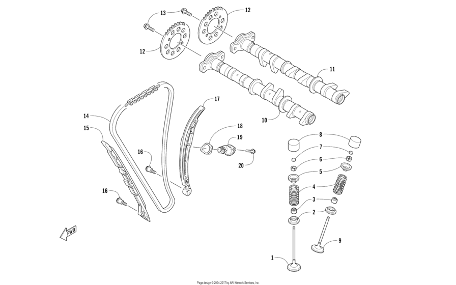 Camshaft, Chain, And Valve Assembly