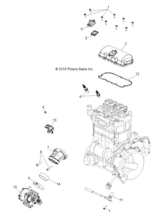 Engine, throttle body and valve cover