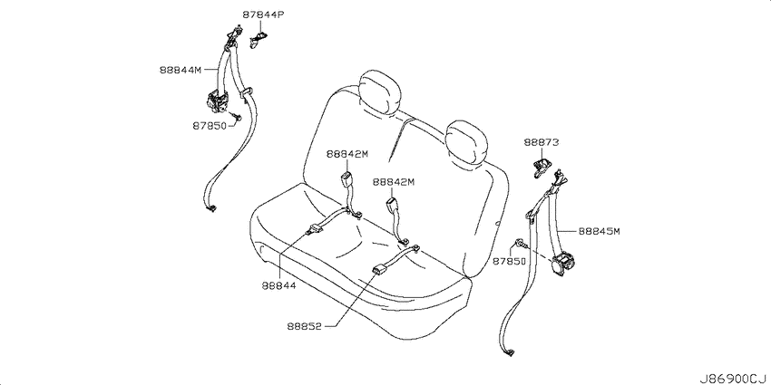 Rear seat belt