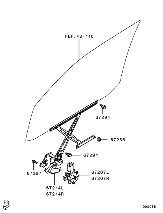 Front door window regulator