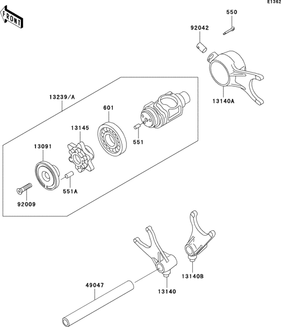 Gear change drum/shift fork(s)