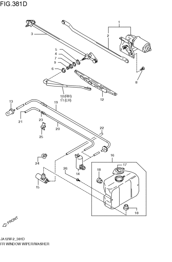front wind windshield wiper / washer