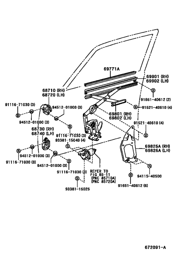 Front Door Window Regulator & Hinge