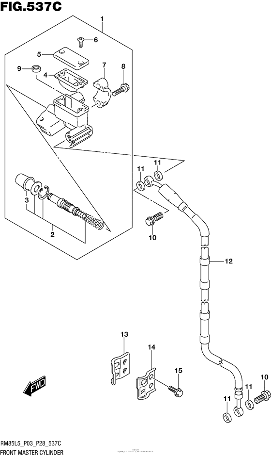 Передний тормозной цилиндр (Rm85Ll5 P28)