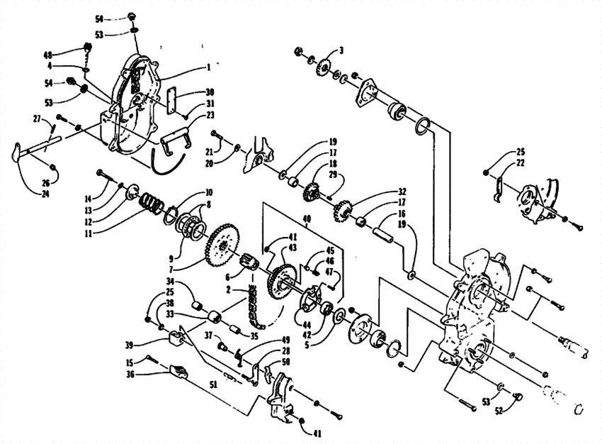 Drive/reverse dropcase assembly
