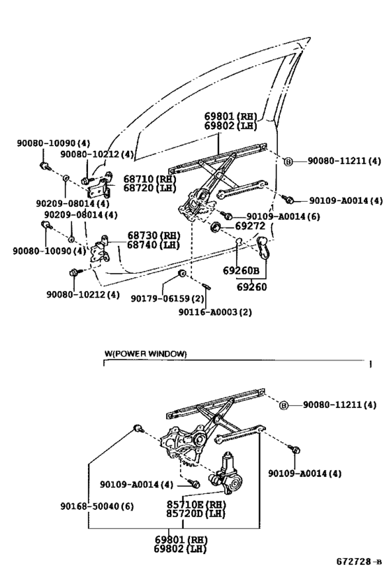 Front Door Window Regulator & Hinge