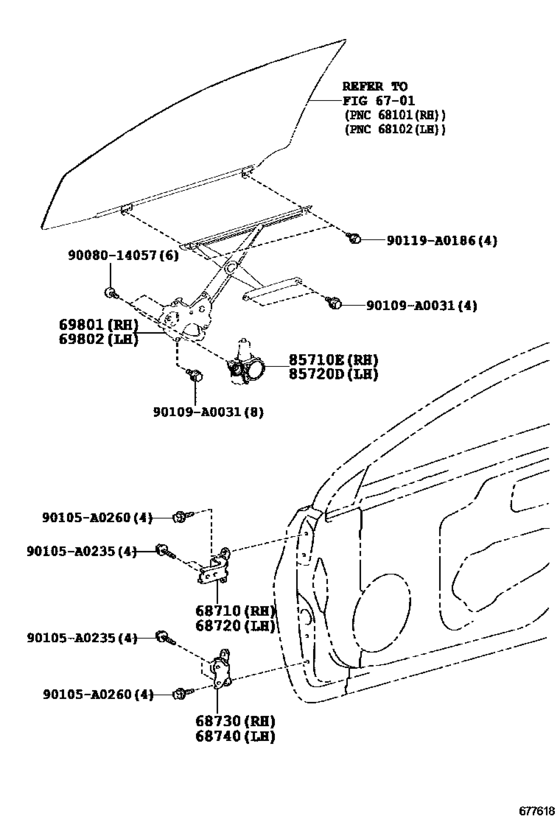 Front Door Window Regulator & Hinge