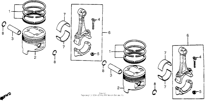 Piston + connecting rod