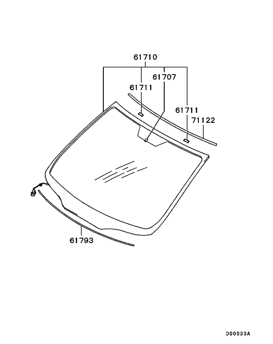 Windshield glass & moulding