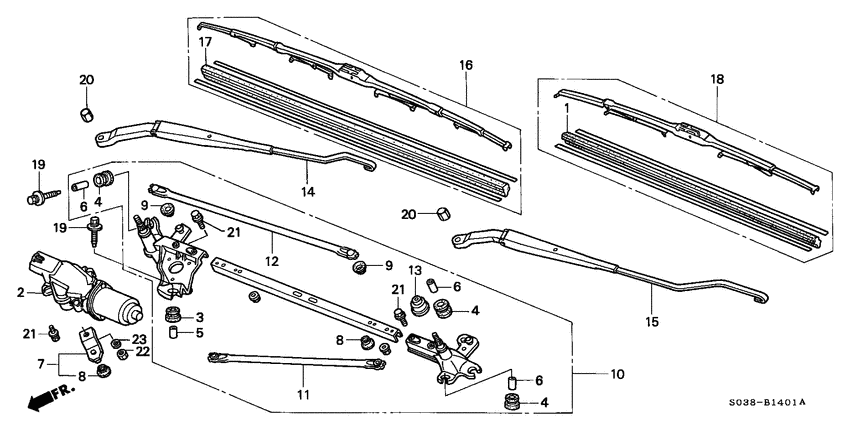 Front windshield wiper