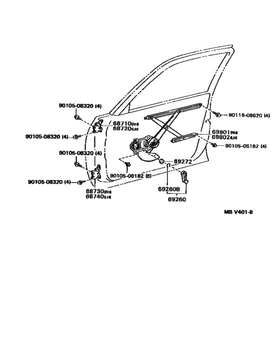 Front Door Window Regulator & Hinge