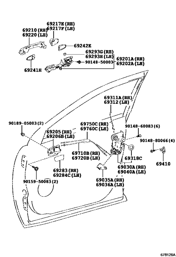 Front Door Lock & Handle for 2013 - 2017 Toyota HARRIER ZSU65 | Japan ...