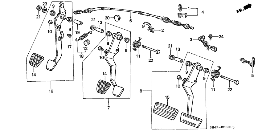 Brake pedal/clutch pedal