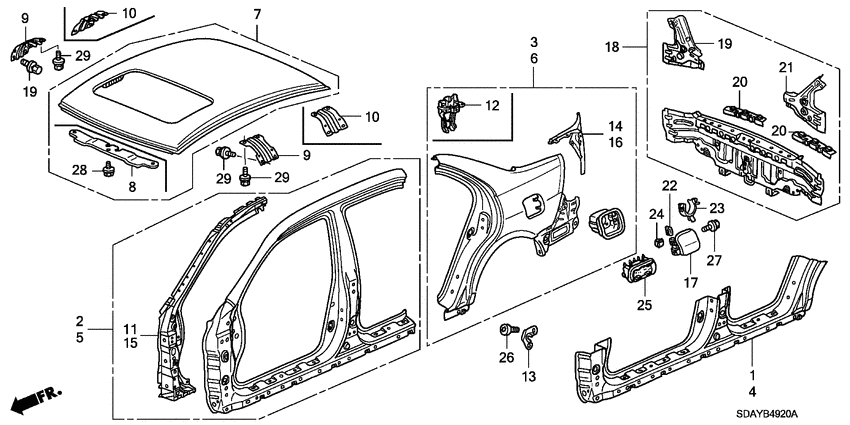 Outer panels/rear panel