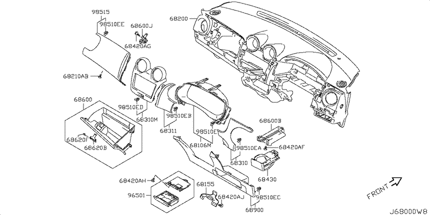 Instrument panel, pad & cluster lid