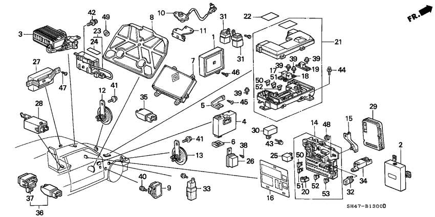 Relay/horn/fuse box