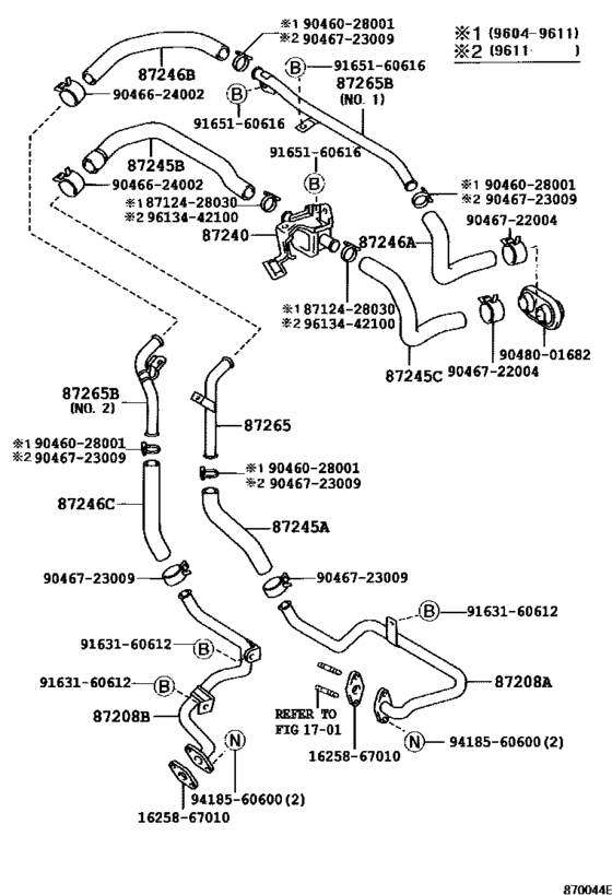 Heating & Air Conditioning - Water Piping for 1996 - 2000 Toyota LAND ...