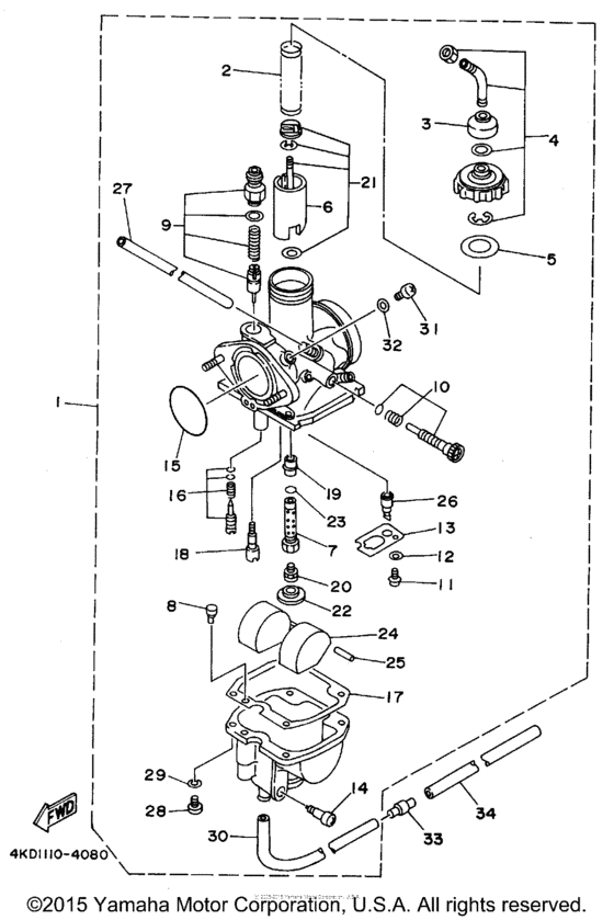 Carburetor for 1995 Yamaha TIMBERWOLF 250 USA sales region