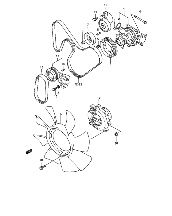 Water pump and cooling fan