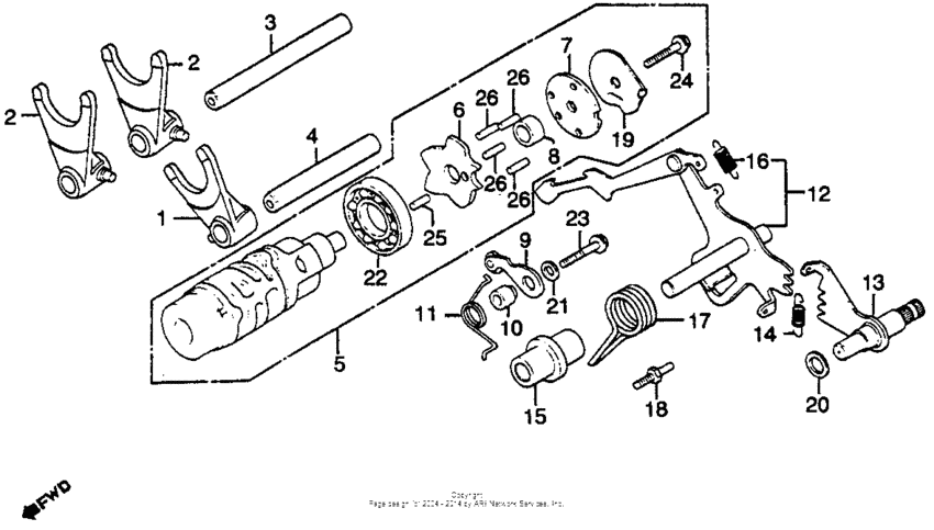 Shift drum + shift fork